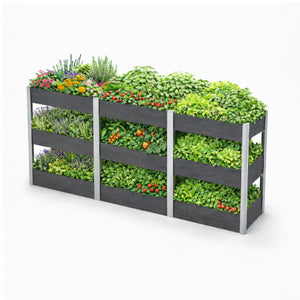 SkyGarden - 3-stufiges Pflanzregal / Blumenkasten – 3er Set aus WPC