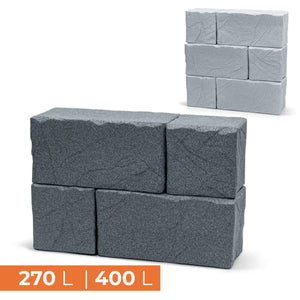 Regentonne STONE BLOCK, vers. Größen & Farben, Natursteinoptik