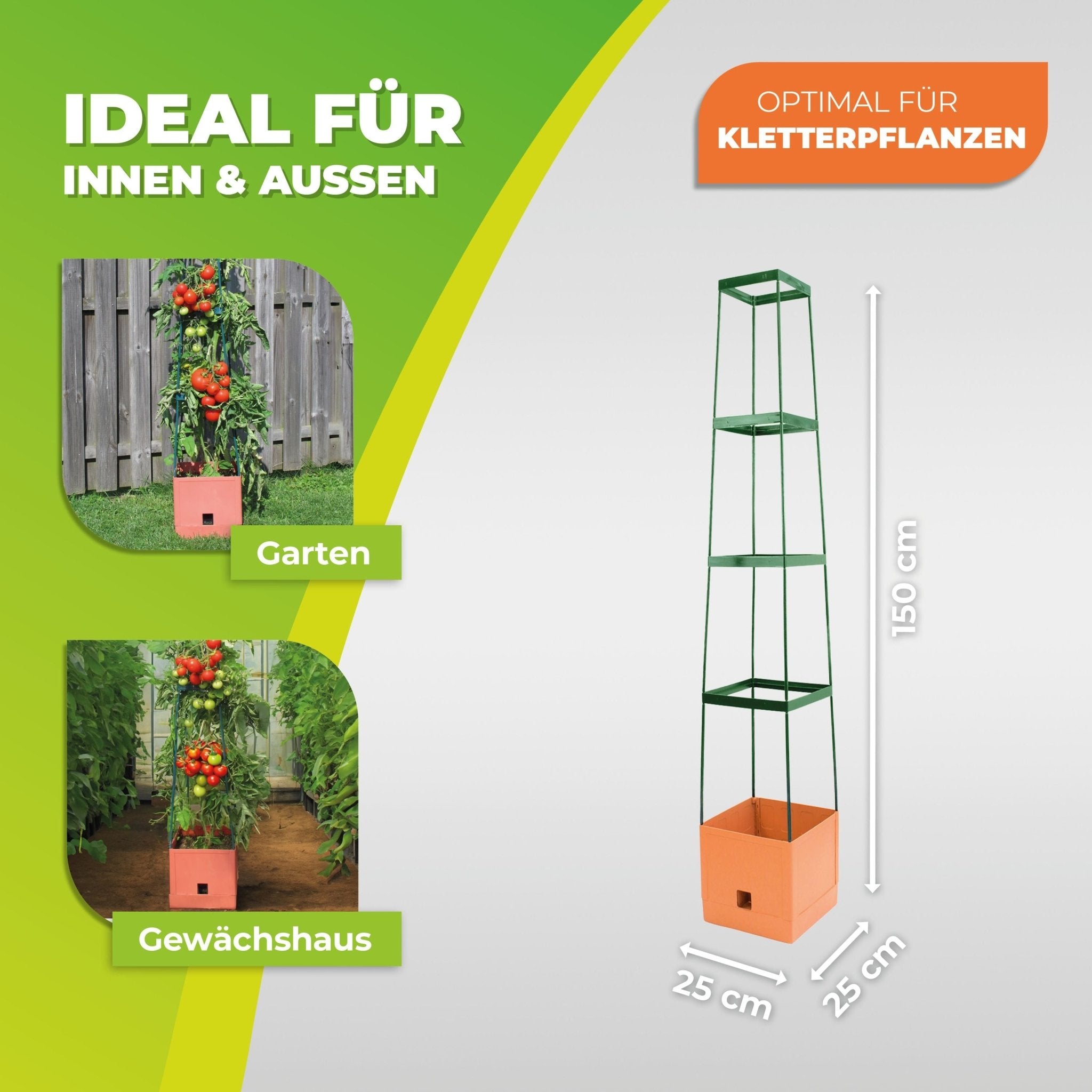 Tomaten Pflanzturm mit Rankhilfe in Terrakotta - Stil "Maxitom" 150 cm - BioGreen GmbH
