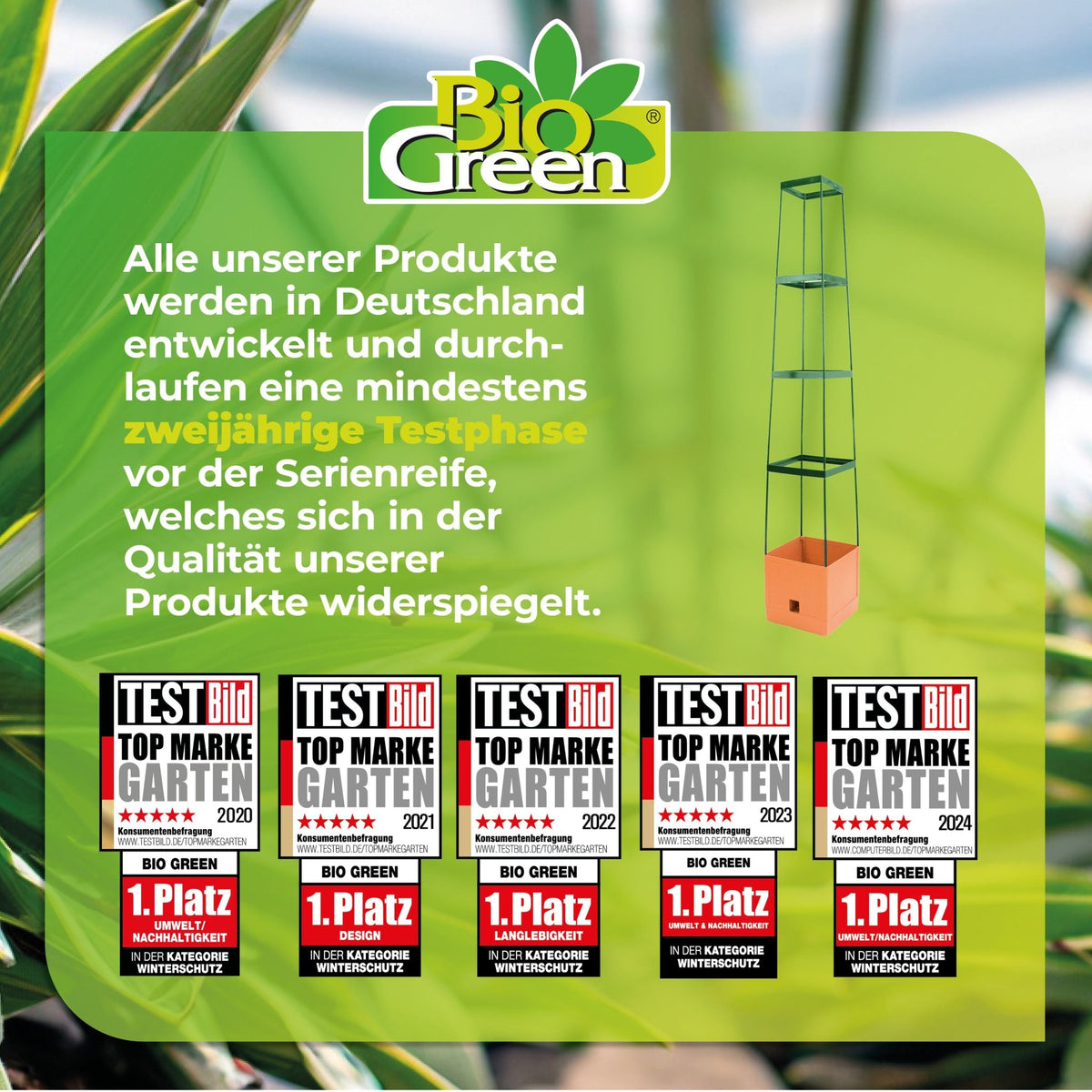 Tomaten Pflanzturm mit Rankhilfe in Terrakotta - Stil "Maxitom" 150 cm - BioGreen GmbH