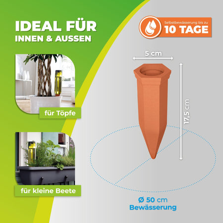 Topfpflanzenbewässerung „Hydro Wine“ Tonkegel für Wein - & PET - Flaschen - BioGreen GmbH