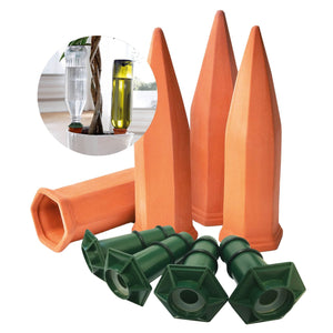 Topfpflanzenbewässerungs-SET „Hydro Wine + Adapter“ 4 Stk. Tonkegel für Wein- & PET-Flaschen