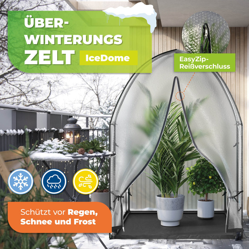 Überwinterungszelt ICEDOME 120 x 120 x H 183 cm + Elektro Frostwächter & Thermostat - Kabel - BioGreen GmbH