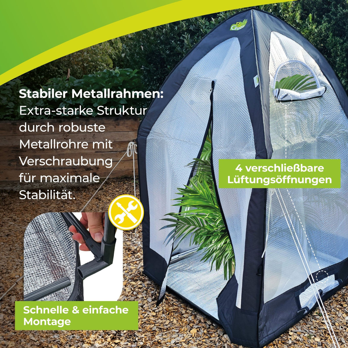 Überwinterungszelt "ICEDOME ThermoPLUS Deluxe" L 120 x B 120 x H 183 cm - BioGreen GmbH
