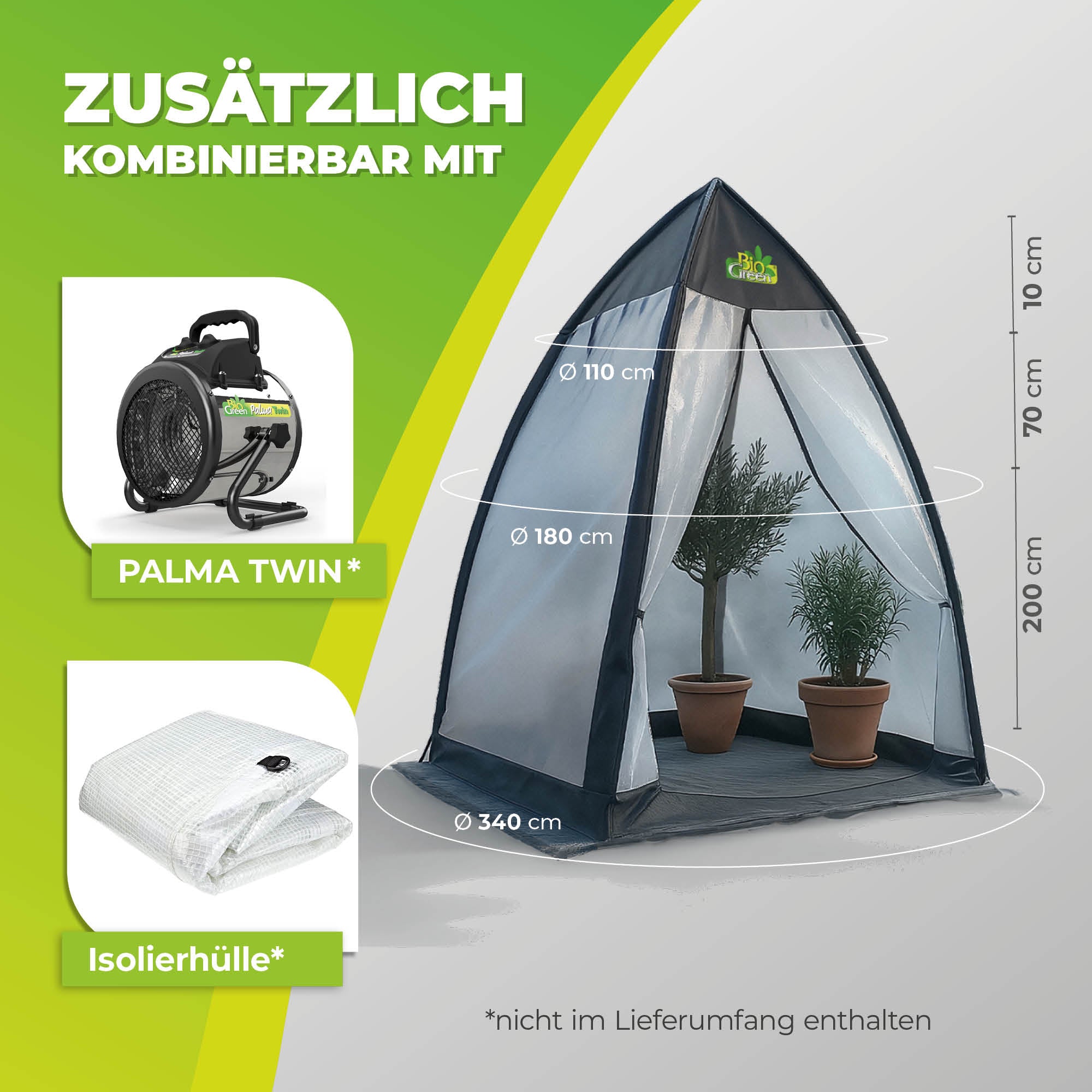 Überwinterungszelt "Tropical Island Breeze XL“ H 280 cm x Ø 340 cm - BioGreen GmbH