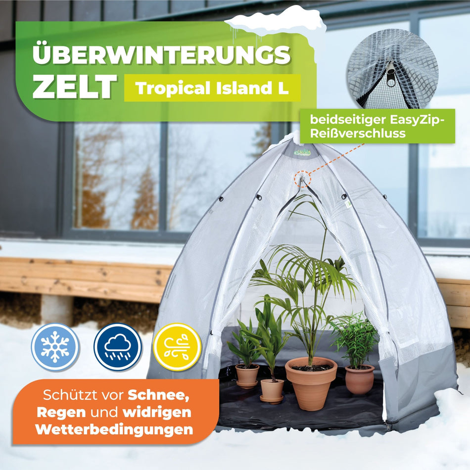 BioGreen Überwinterungszelt Tropical Island L schützt vor Schnee, Regen und widrigem Wetter