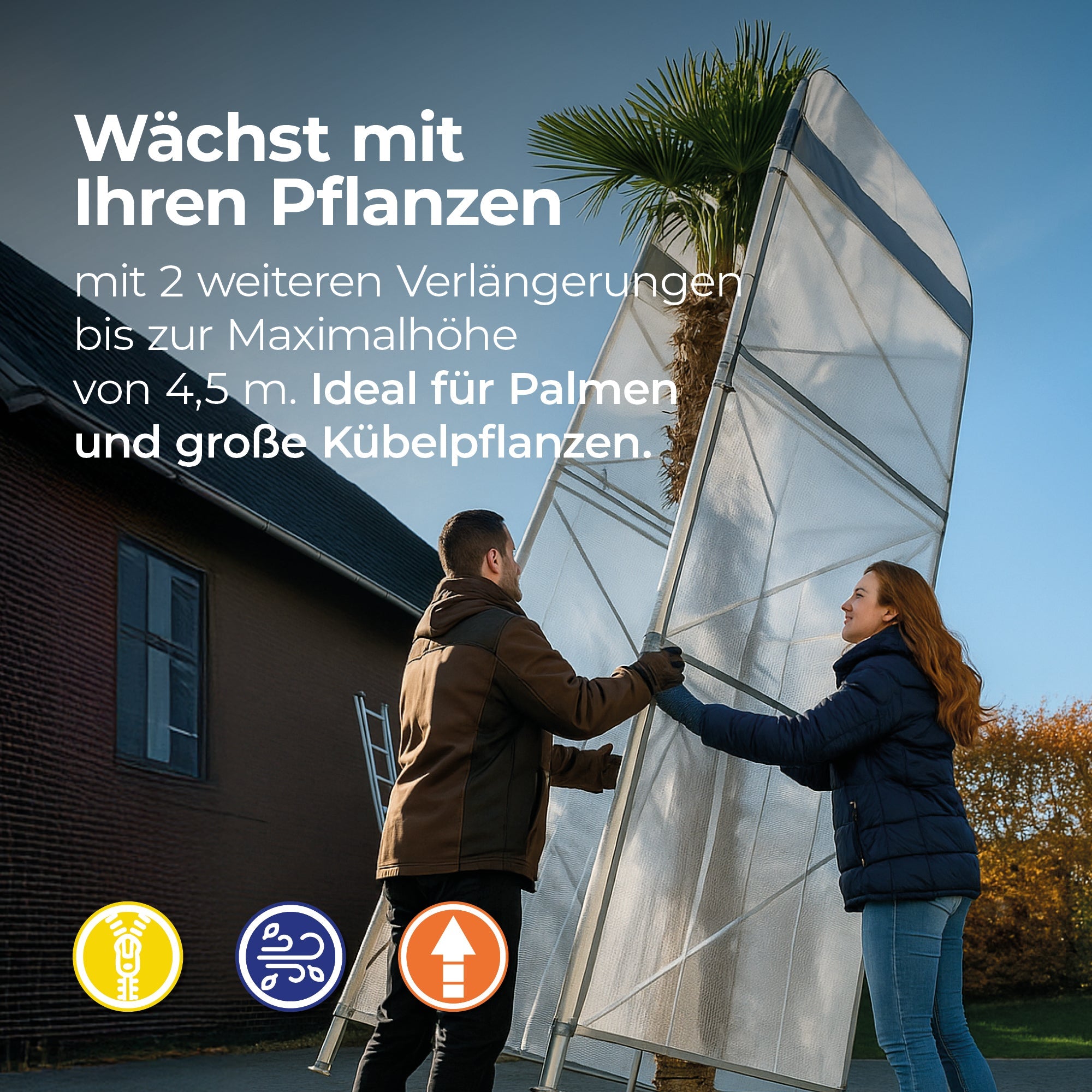 Überwinterungszelt "Tropical Island M" mit Verlängerung L 130 x B 130 x H 250 cm - BioGreen GmbH
