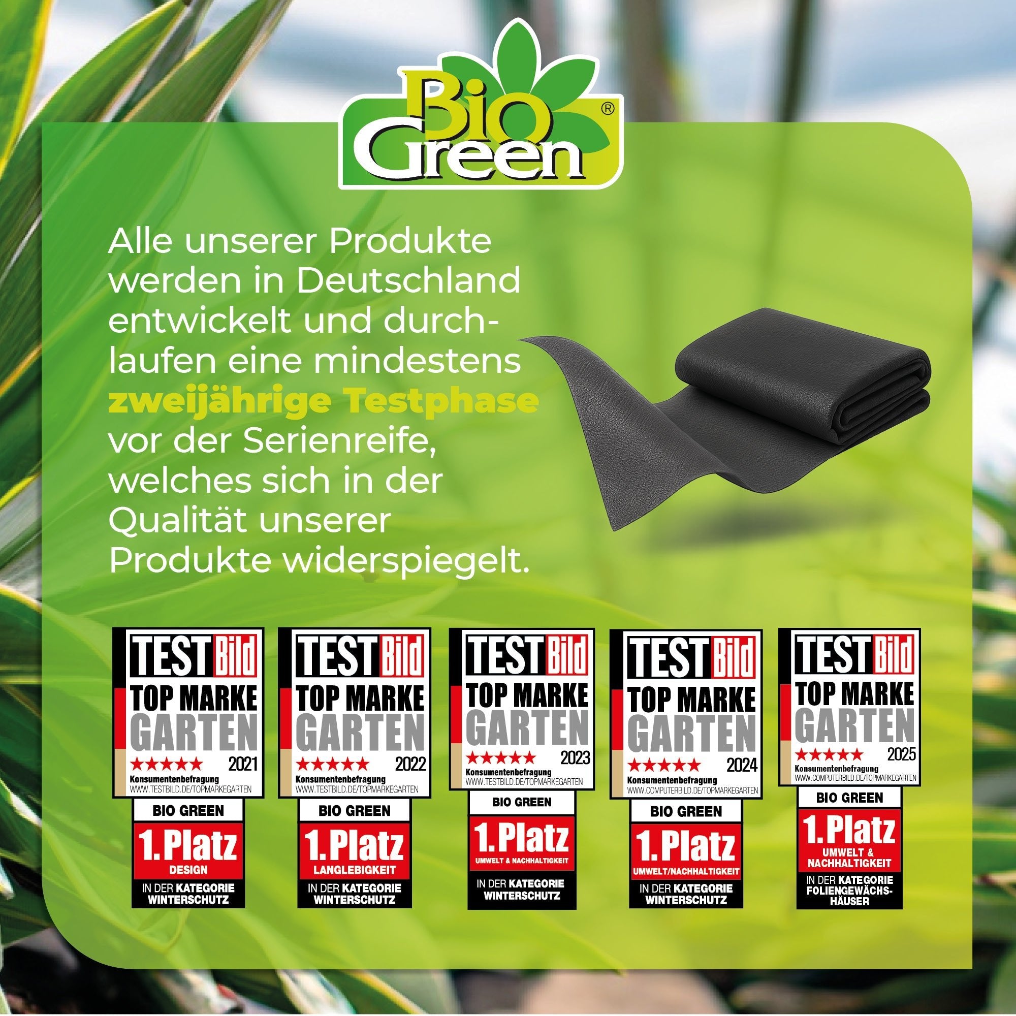 Unkraut - Mulchvlies TERRAVLIES Premium 100 g/m² Schwarz, UV - Stabil, Wasserdurchlässig - BioGreen GmbH