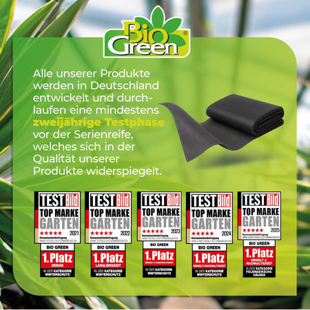 Unkraut - Mulchvlies TERRAVLIES Premium 100 g/m² Schwarz, UV - Stabil, Wasserdurchlässig - BioGreen GmbH
