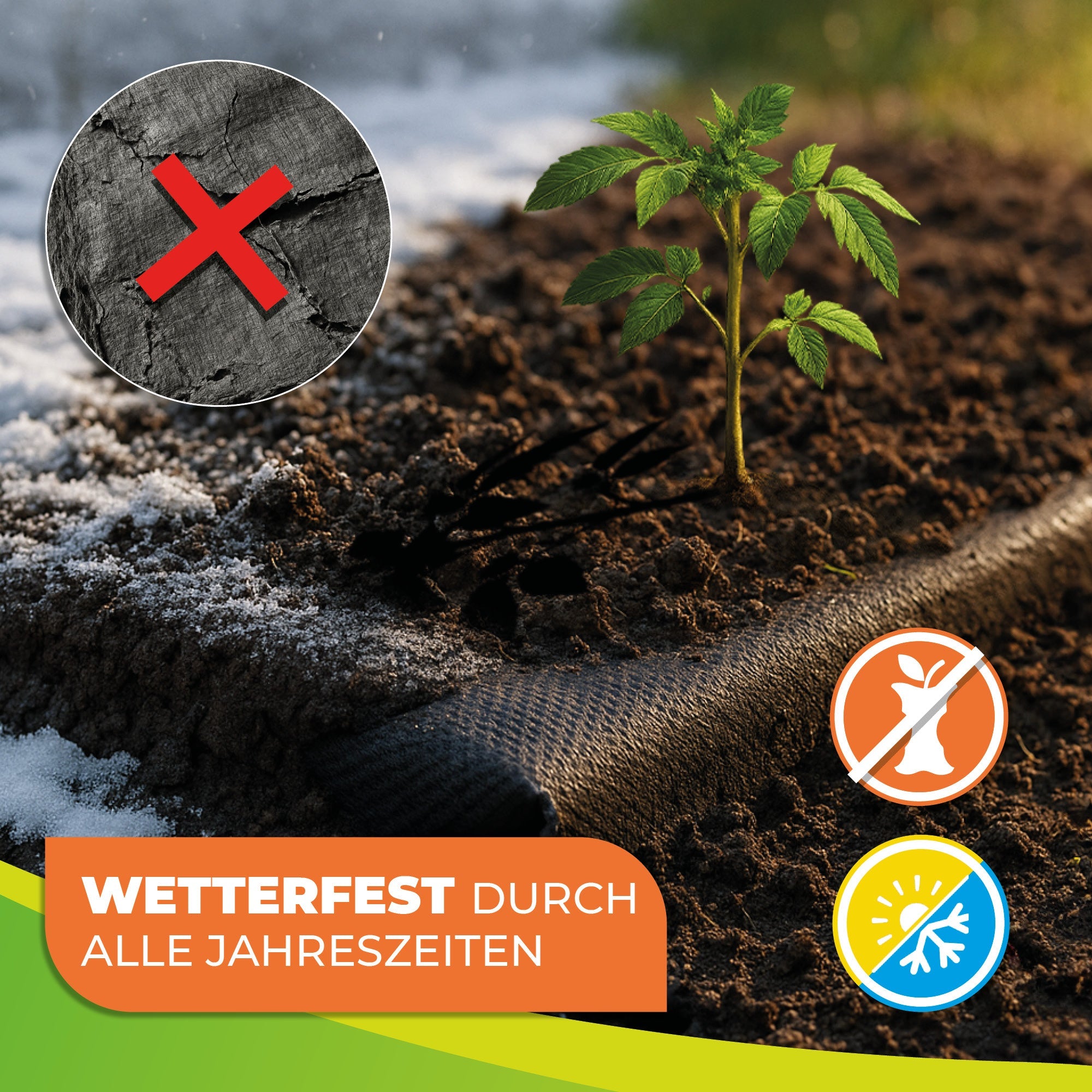 Unkraut - Mulchvlies TERRAVLIES Premium 100 g/m² Schwarz, UV - Stabil, Wasserdurchlässig - BioGreen GmbH