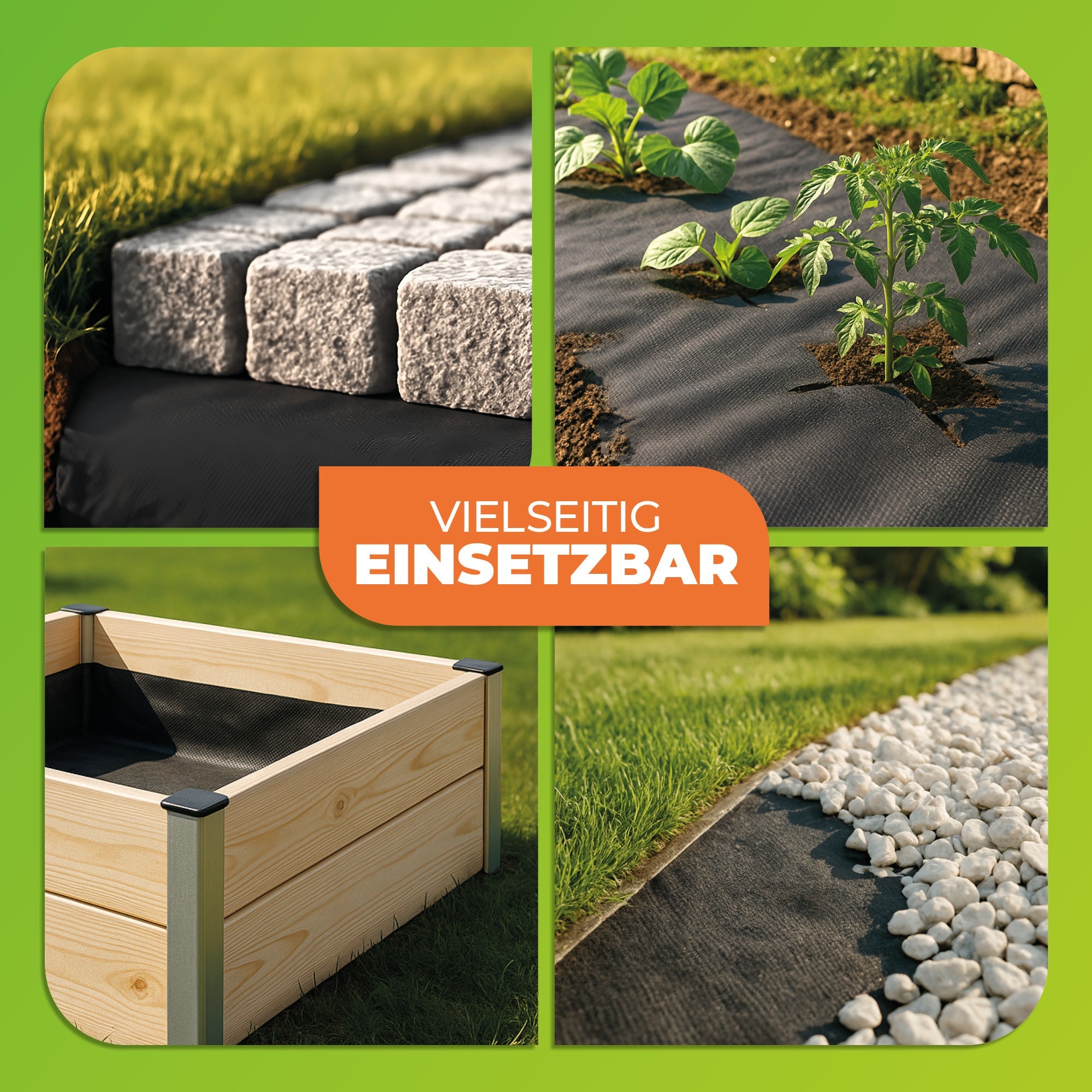 Unkraut - Mulchvlies TERRAVLIES Premium 100 g/m² Schwarz, UV - Stabil, Wasserdurchlässig - BioGreen GmbH