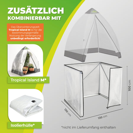 Verlängerung für Überwinterungszelt "Tropical Island M" L 130 x B 130 x H 100 cm - BioGreen GmbH