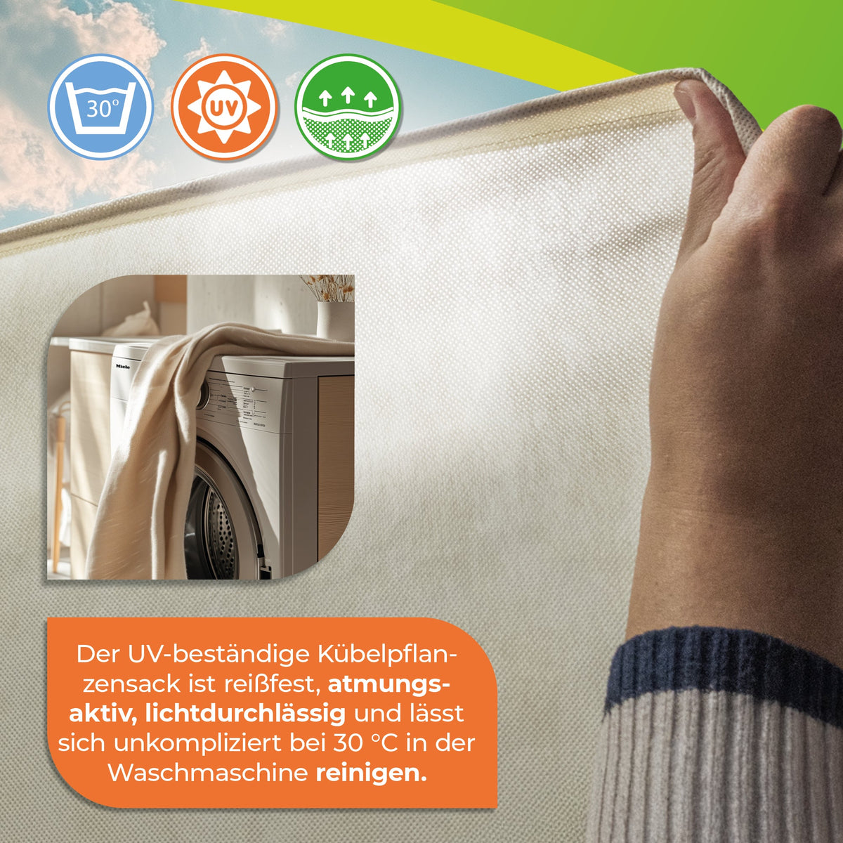 Winterschutz für Kübelpflanzen mit Fenster XXL H 180 x B 120 cm Ø 76 cm - BioGreen GmbH