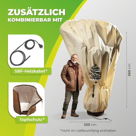 Winterschutz für Palmen "Mammut Window" H 360 x B 250 cm Ø 160 cm - BioGreen GmbH