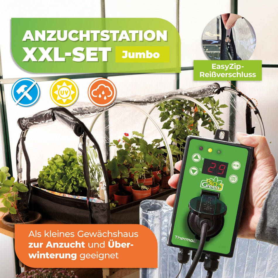 BioGreen Anzuchtstation XXL Jumbo mit Heizmatte und Thermostat im Set Übersicht