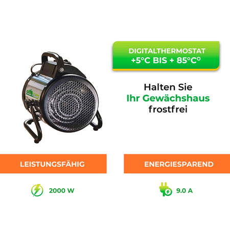Bio Green Heizlüfter Palma mit manuellem Thermostat mit 2000 Watt Heizleistung