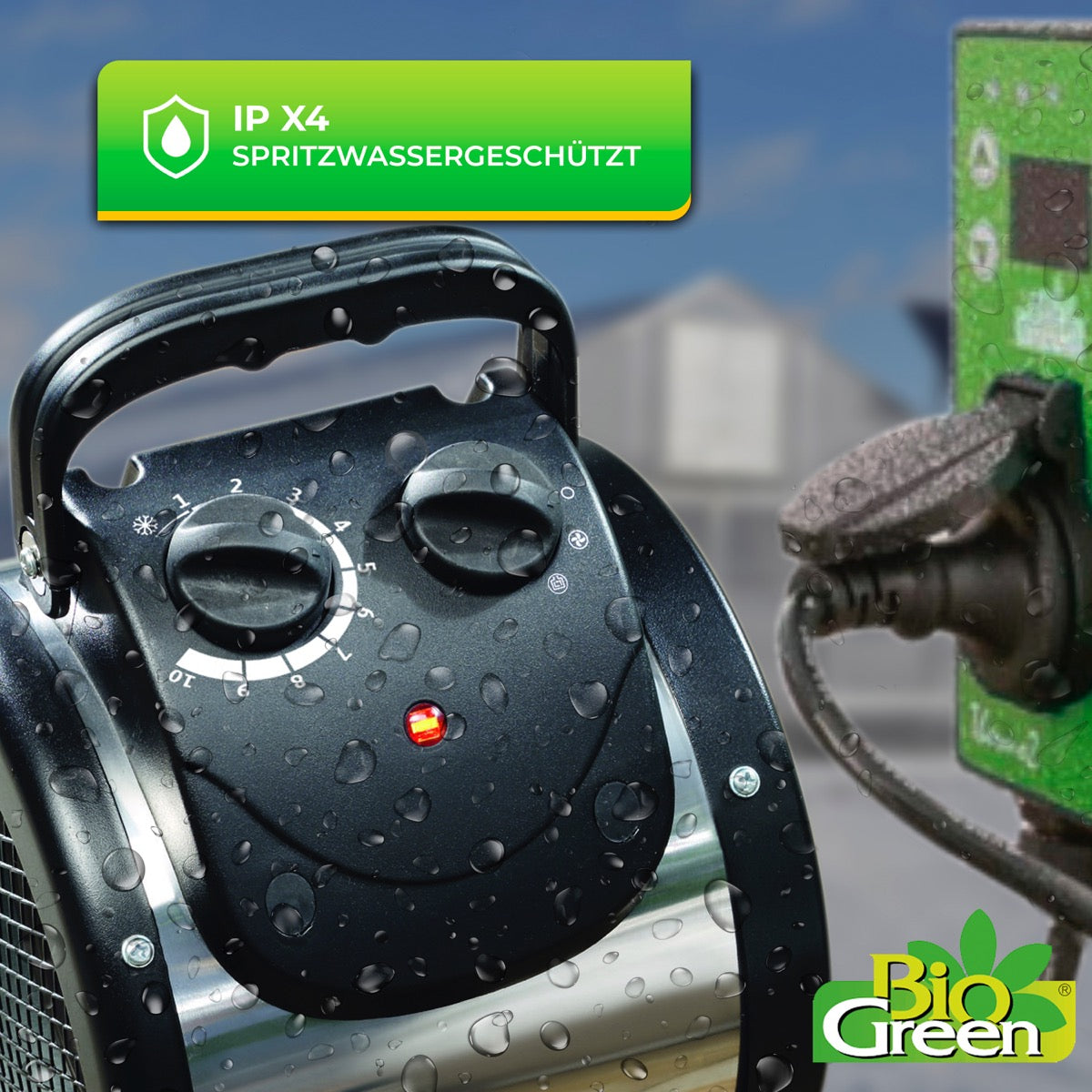 Bio Green Heizlüfter Palma mit Digital-Thermostat - spritzwassergeschützt IPX4