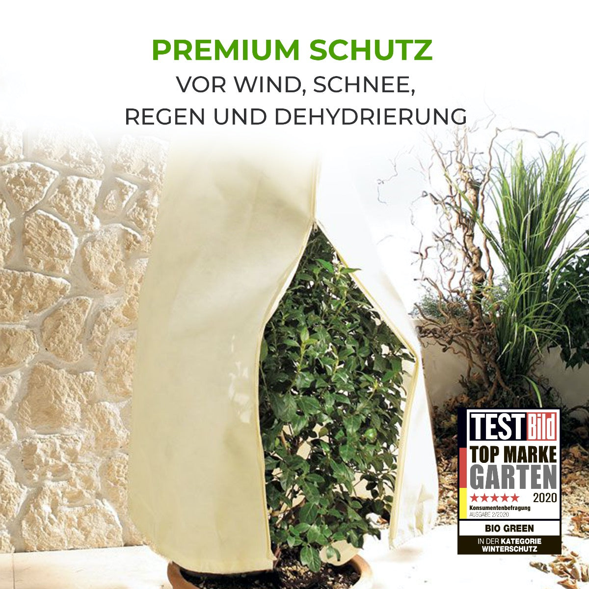 Bio Green Pflanzenschutzsack XL zum Schutz vor Wind, Schnee, Regen und Dehydrierung