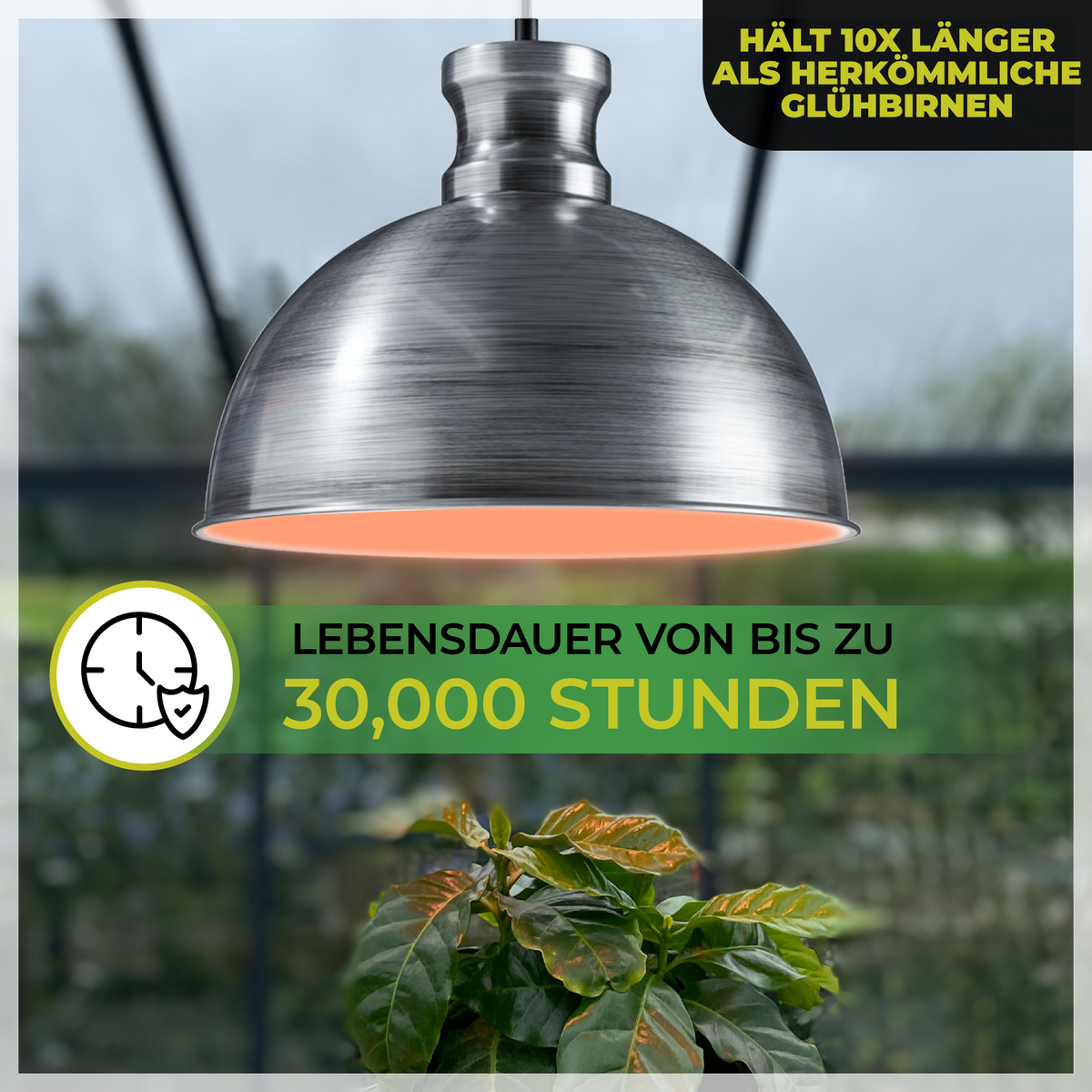Bio Green LED-Pflanzenleuchte Florabooster 500 in Zink mit Lampe für 30000 Stunden Leuchtdauer