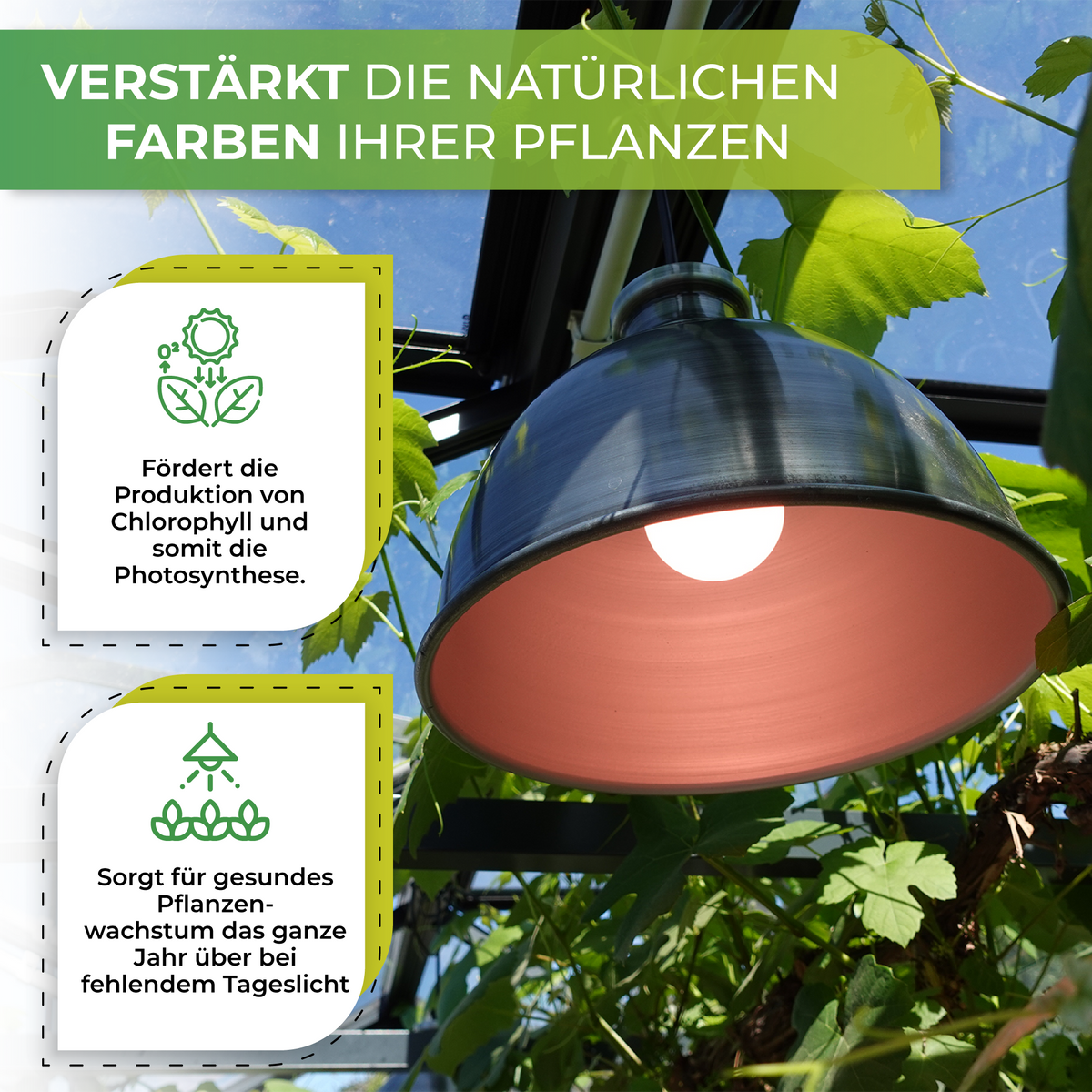 Bio Green LED-Pflanzenleuchte Florabooster 500 in Zink für den Einsatz bei fehlendem Tageslicht