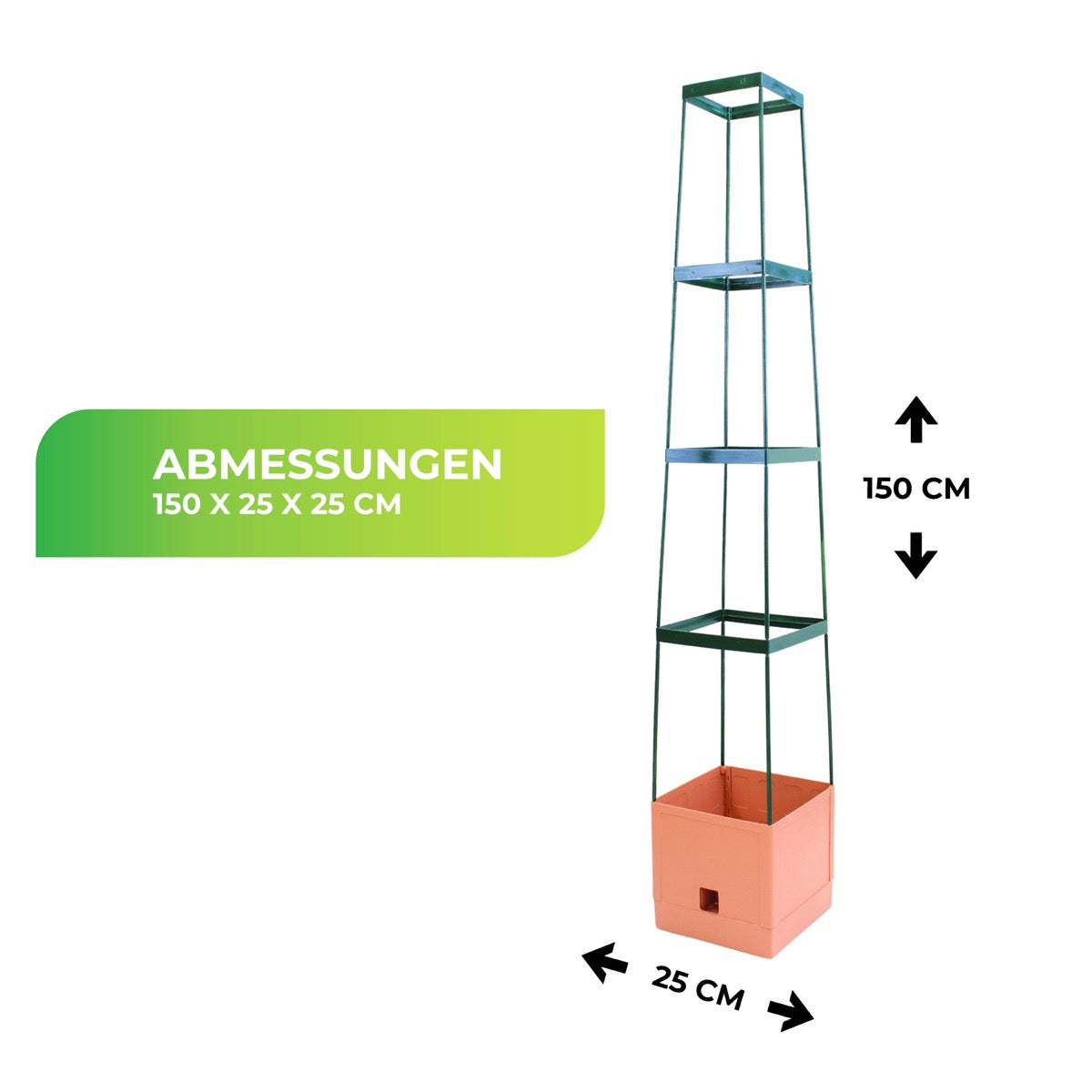 Bio Green Pflanzkübel mit Rankhilfe Maxitom in anthrazit - Abmessungen