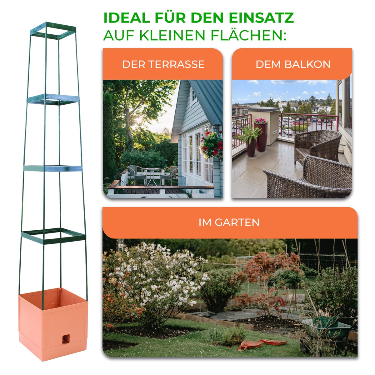 Bio Green Pflanzkübel mit Rankhilfe Maxitom in anthrazit für Balkon, Terrasse und Garten