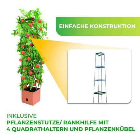 Bio Green Pflanzkübel mit Rankhilfe Maxitom in anthrazit mit 4 Quadrathaltern