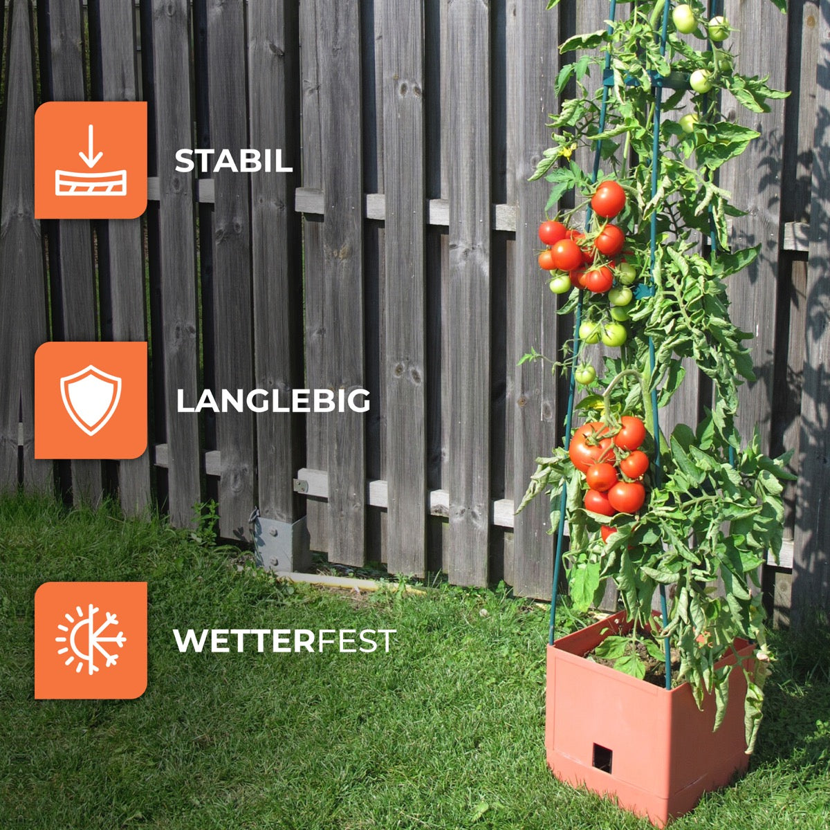 Bio Green Pflanzkübel mit Rankhilfe Maxitom in terracotta - stabil, langlebig, wetterfest