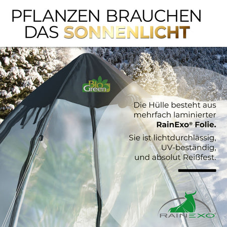 Bio Green Winterschutzzelt / Folien-Gewächshaus Tropical Island Breeze XL aus lichtdurchlässiger, UV-resistenter Folie