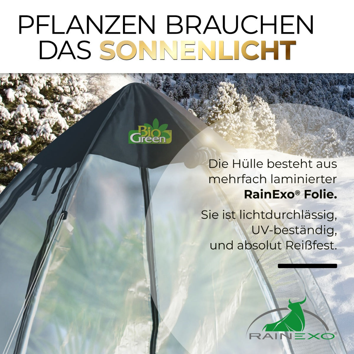 Bio Green Winterschutzzelt / Folien-Gewächshaus Tropical Island Breeze XL aus lichtdurchlässiger, UV-resistenter Folie