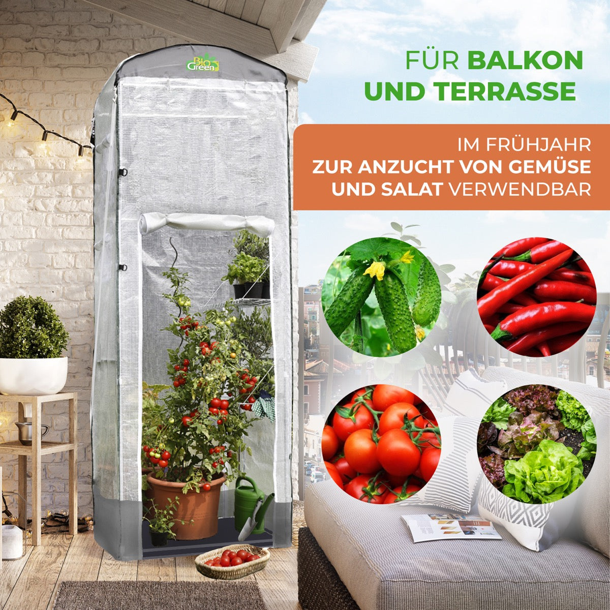 Bio Green Überwinterungszelt für Pflanzen Patioflora 120 für Balkon und Terrasse