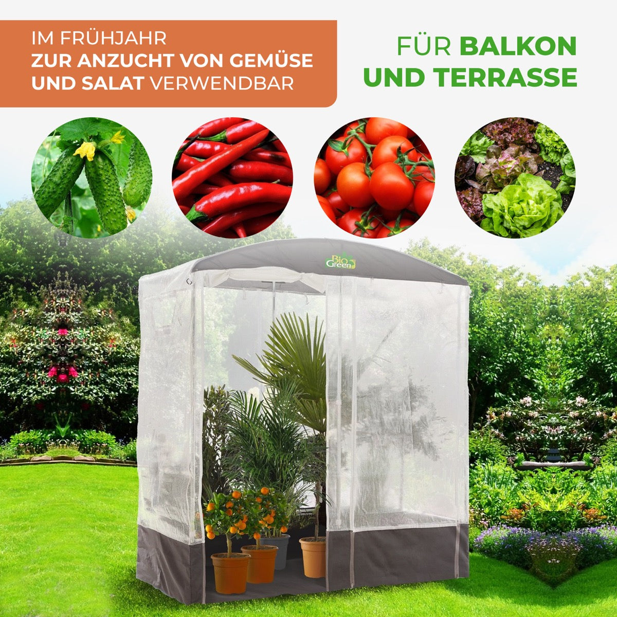 Bio Green Überwinterungszelt für Pflanzen Patioflora 200 für Balkon und Terrasse