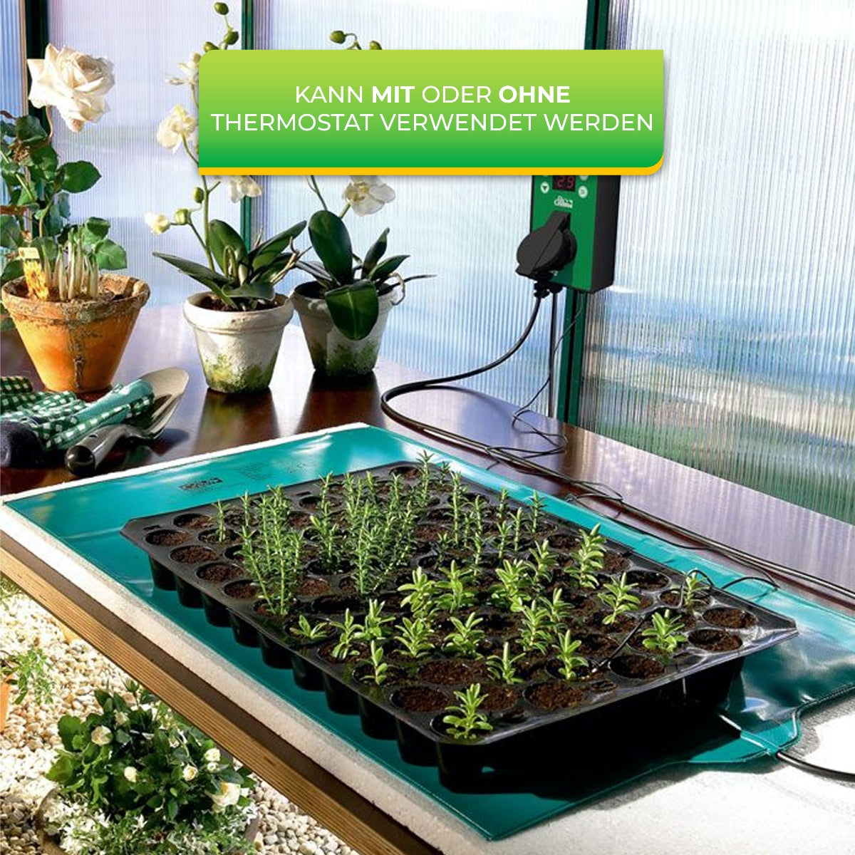 Bio Green Pflanzen-Heizmatte - verwendbar mit und ohne Thermostat