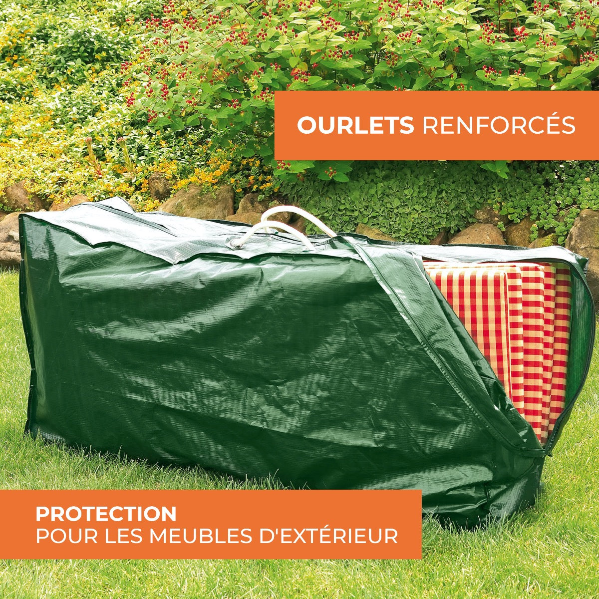 Rainexo Housse de protection pour coussin d'assise - ourlets renforcés - vert