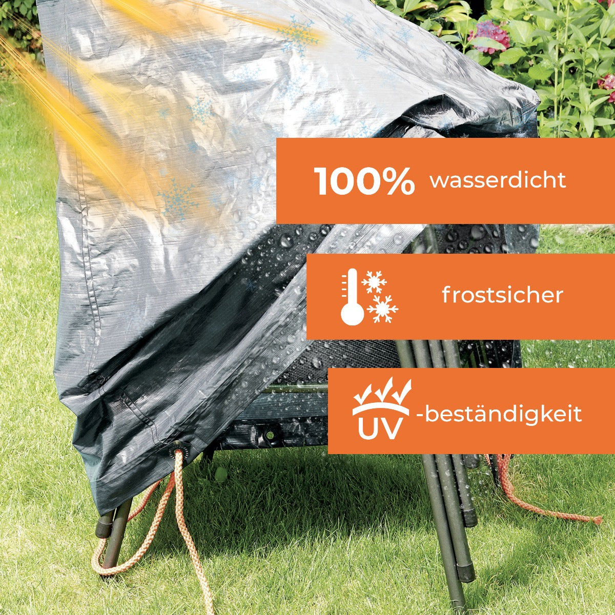Rainexo Schutzhaube für 4 Gartenstühle - silbergrau - 100% wasserdicht, frostsicher und UV-beständig